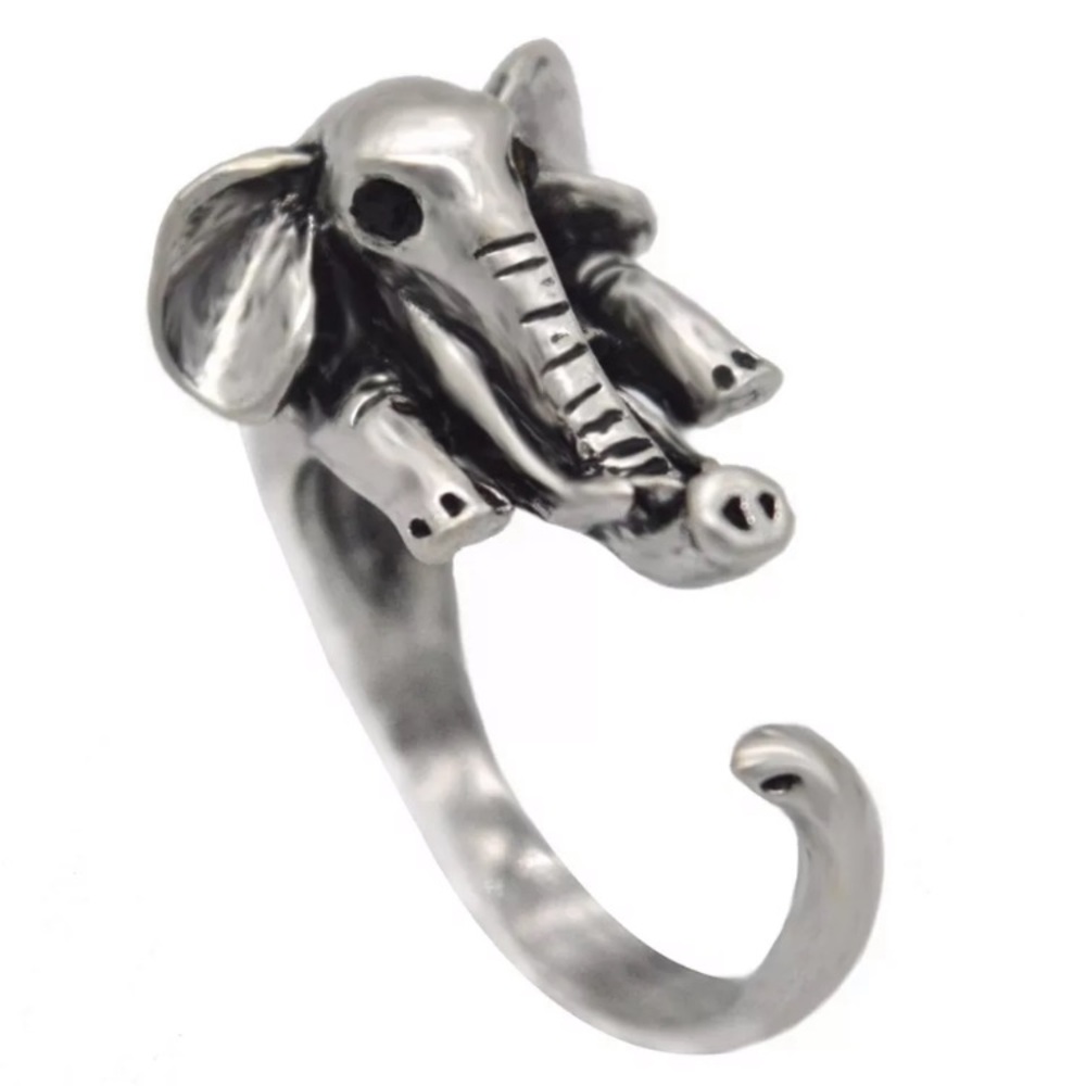 “Irrelephant” Unique Minimalist Elephant Wrap Ring - Picture 5 of 8